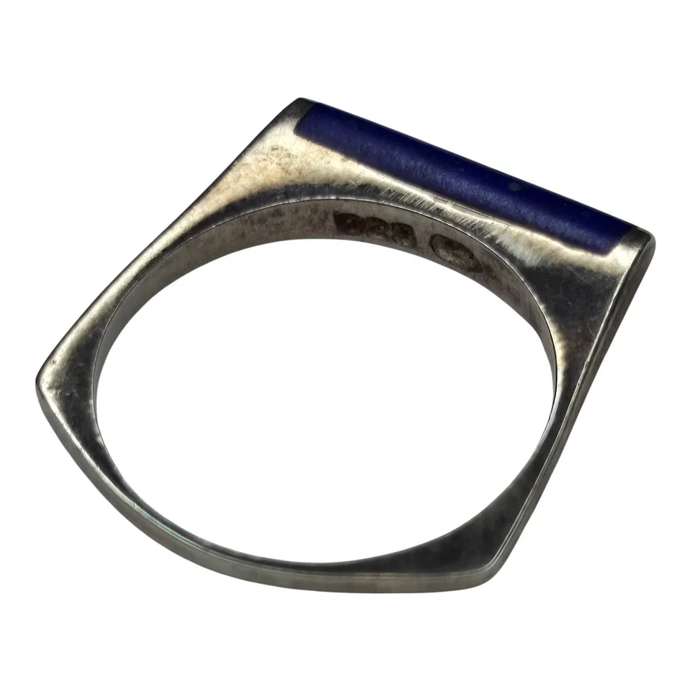 Vintage Blue Lapis Lazuli Ring Size 7.75 Sterling Silver 925 Inlay